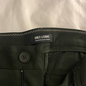 Only And Sons Green Stretch Dress Pant
